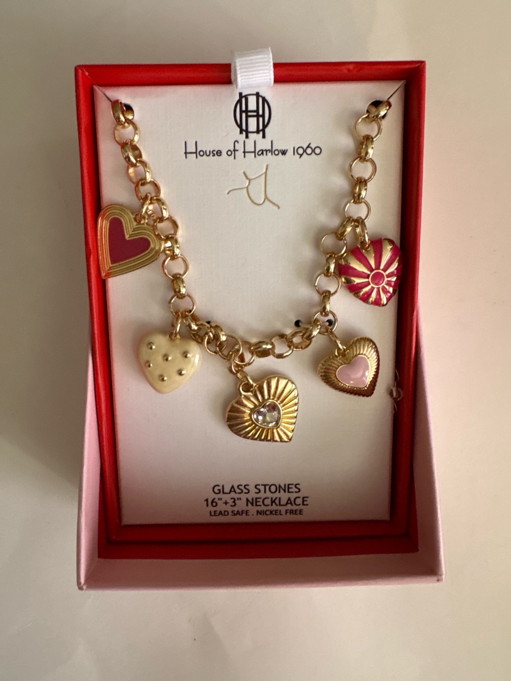 House of Harlow 1960 heart charm necklace NIB